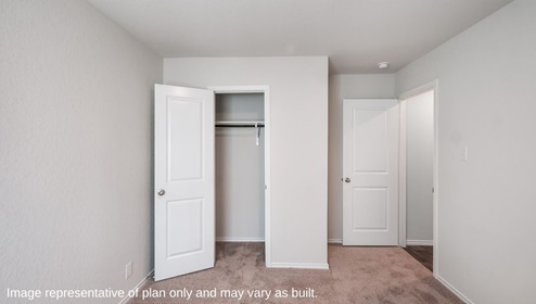 DR Horton San Antonio Laurel Vistas the brooke floor plan 1396 square feet secondary bedroom with carpet flooring and closet
