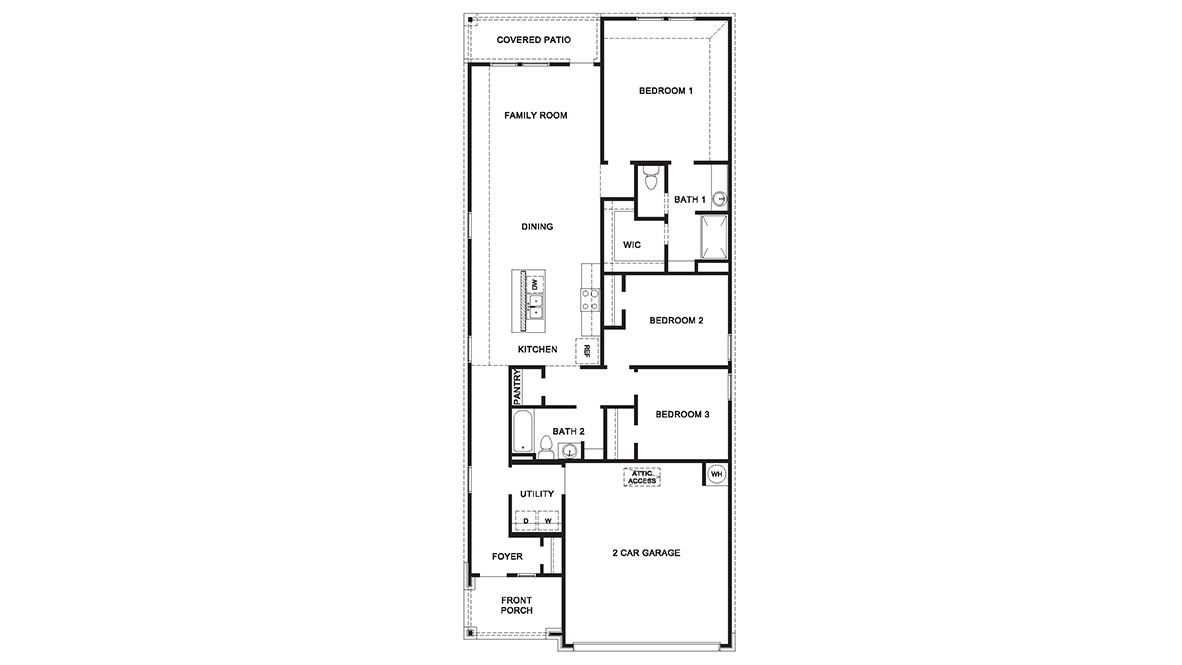 DR Horton San Antonio Laurel Vistas the caroline floor plan 1489 square feet 3 bed 2 bath 1 story 2 car garage