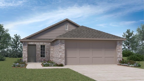 DR Horton San Antonio Riverstone at Westpointe 14323 shale path 1 story home with 2 car garage and brick front exterior