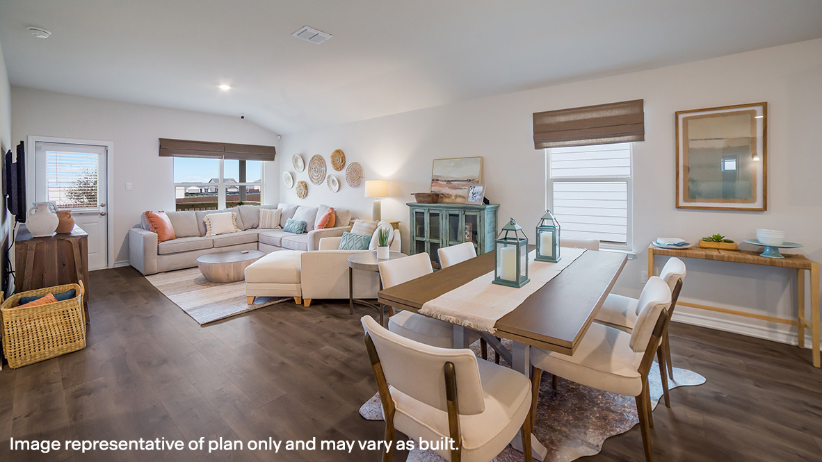 DR Horton San Antonio Riverstone at Westpointe the bryant floor plan 1703 square feet open concept dining area and living room