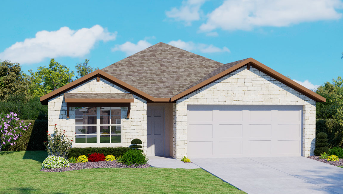 DR Horton San Antonio Redbird Ranch the bryant floor plan 1703 square feet exterior elevation c render