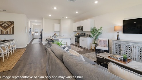open concept living room, dining area and kitchen