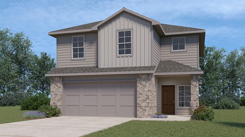 New Braunfels TX New Construction Home brick exterior two story home two car garage landscape