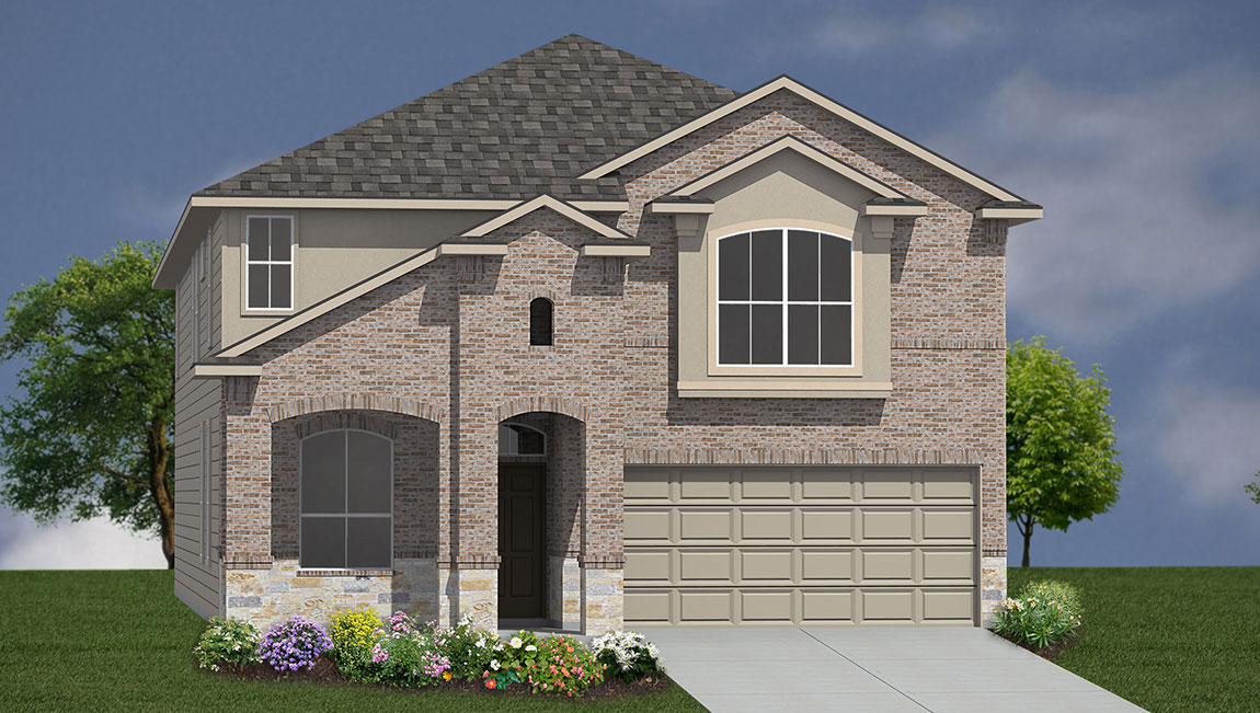 DR Horton San Antonio Riverstone at Westpointe the clydesdale 2 story home with 2 car garage elevation b