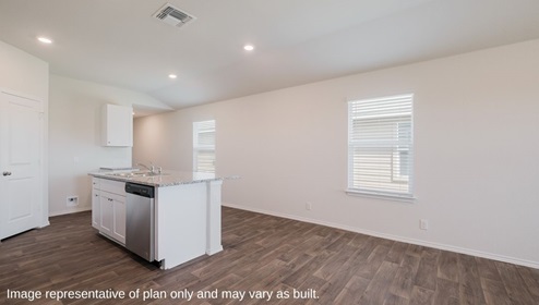 San Antonio Applewood New Construction Homes eat in kitchen island and open concept dining space