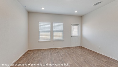 San Antonio Applewood New Construction Homes living room family room natural lights large windows plank flooring door to back porch