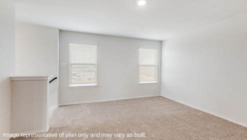 San Antonio Applewood New Construction Homes upstairs loft or game room with carpet and natural light