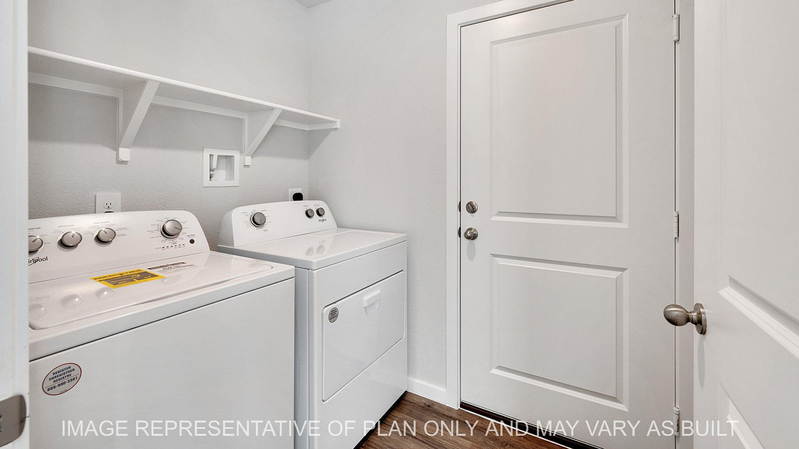 Brooke utility room with vinyl plank flooring.