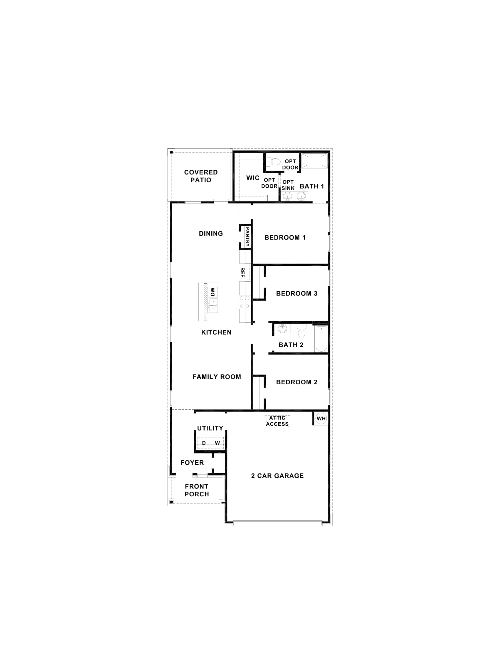 Brooke floorplan 1 story 3 bedroom 2 bathroom 1391 square feet