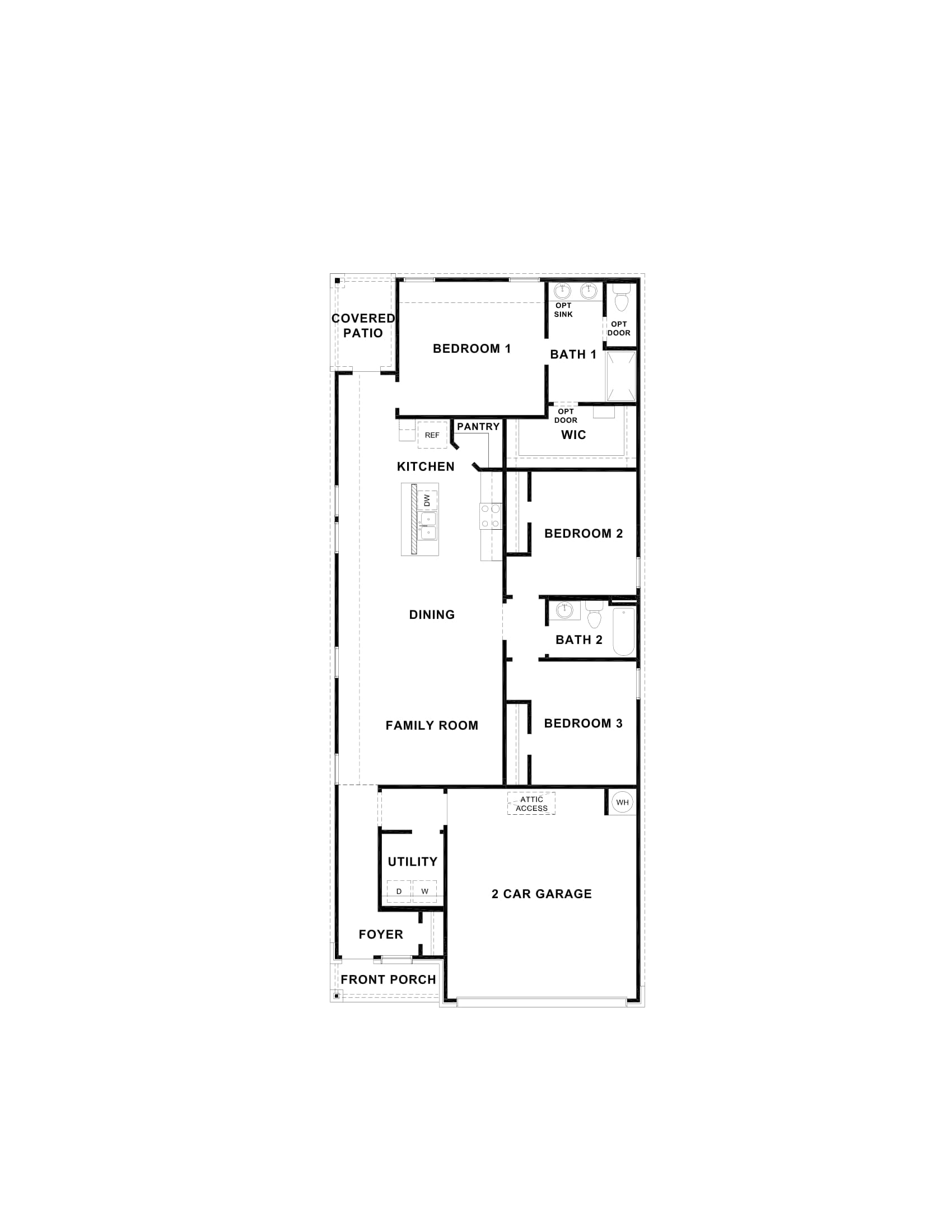 Diana Floorplan 1 story 3 bedroom 2 bathroom 1539 square feet