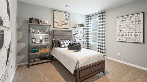 Pleasant Hill Model Home soccer inspired secondary bedroom.