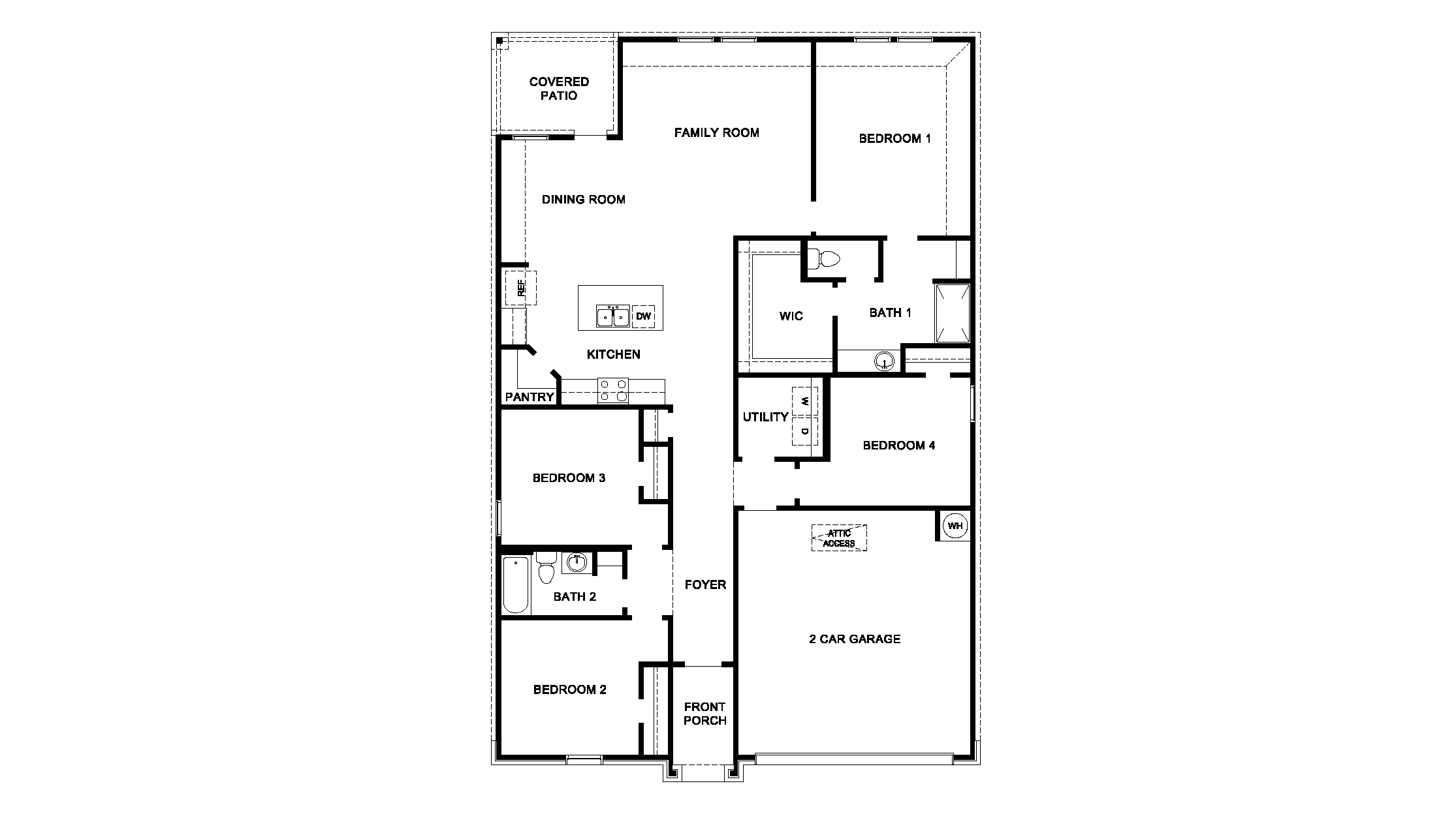 Texas Cali Floorplan with 4 beds and 2 baths