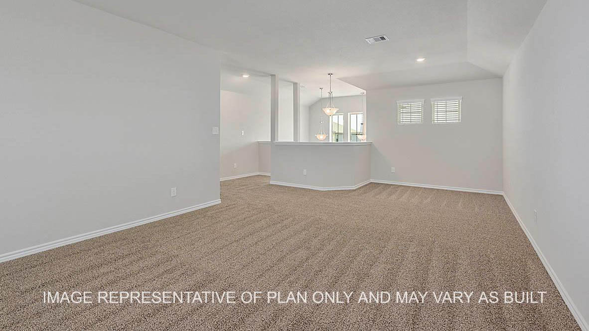 Sonoma gameroom with windows, view of staircase and carpet flooring.