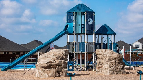 Southern Pointe playground with slides and rock wall