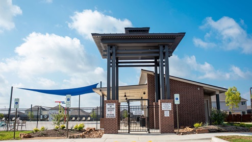 Southern Pointe gated pool entrance club house