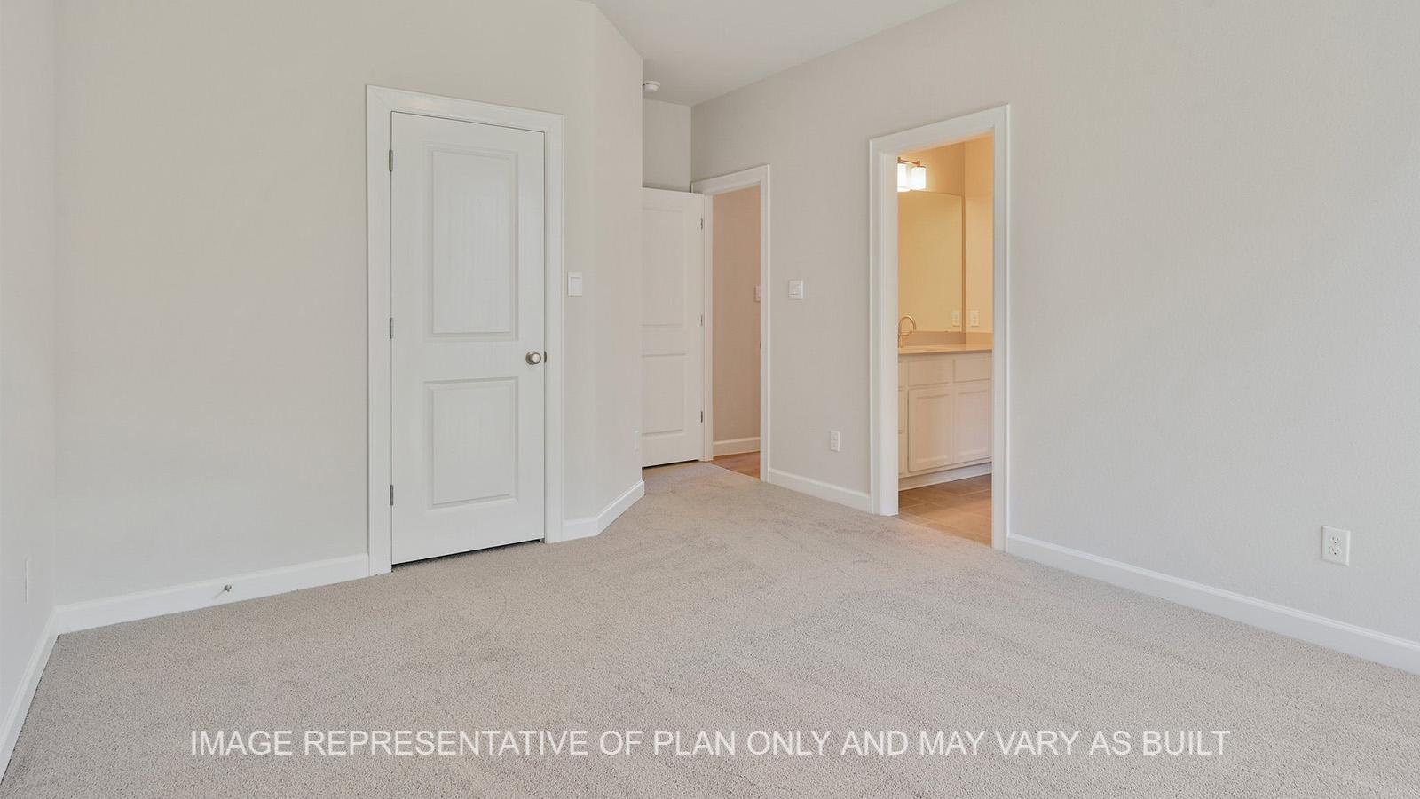 Hampton secondary bedroom with jack and jill bathroom and closet.