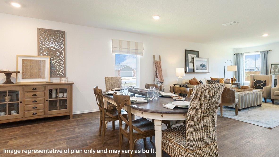 Estero dining room open concept with view of living room.