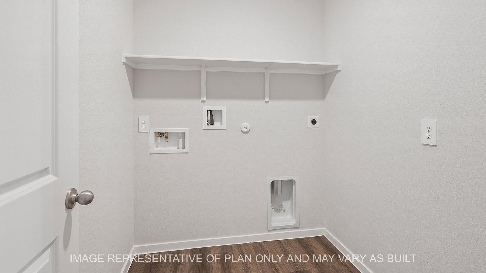 Diana utility room with stained vinyl plank flooring.