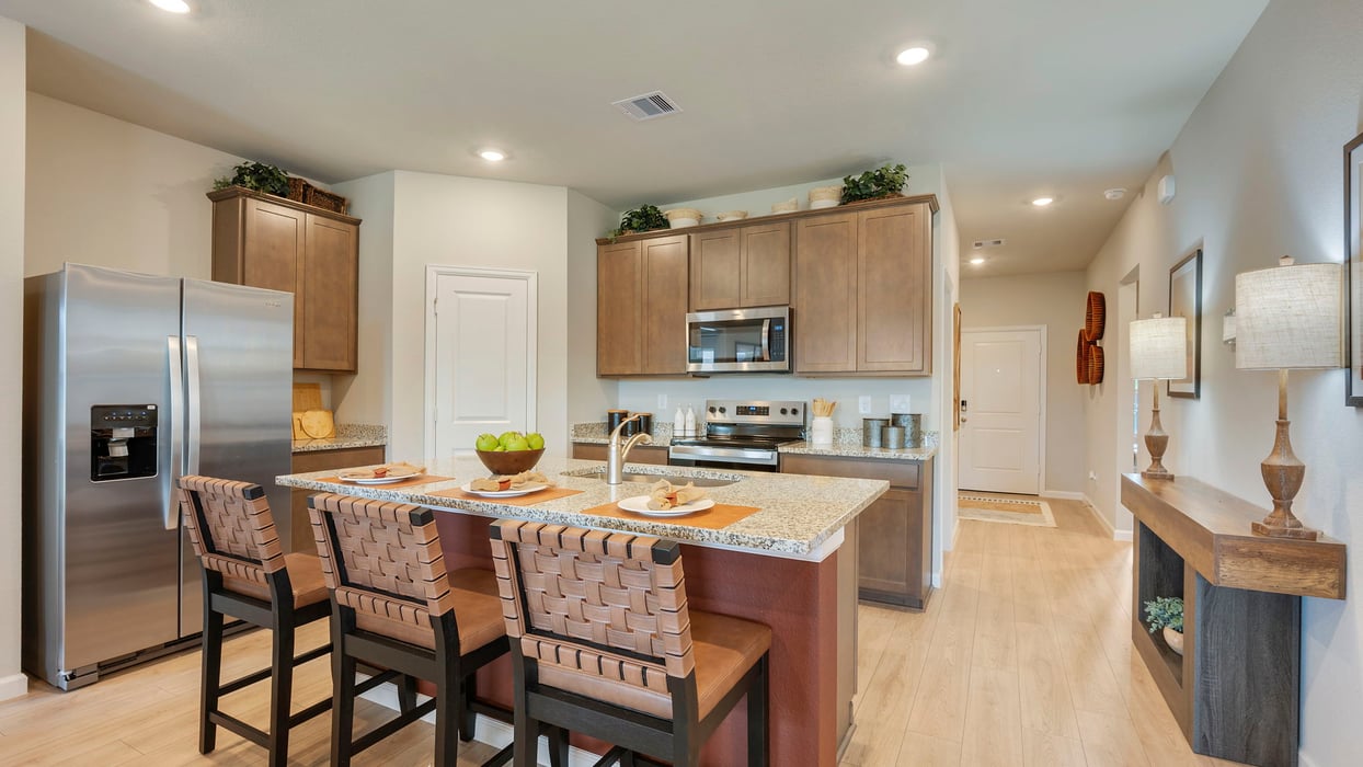 Knox landing model home kitchen view and entry way