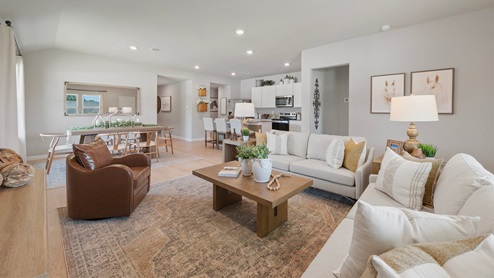 Wilkins Valley open concept living area with western, farmhouse interior