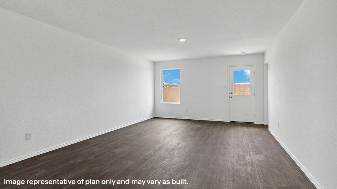 Caprock living room with windows and view of back yard.