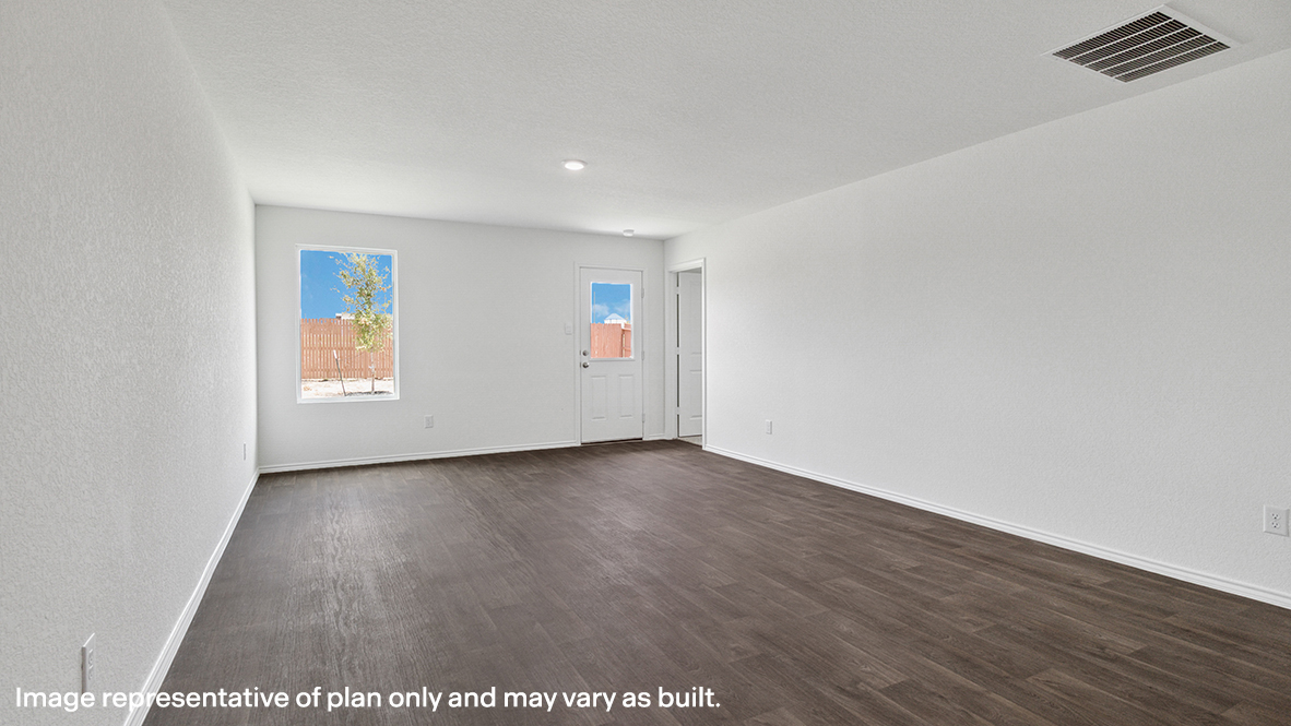 Caprock living room with windows and view of back yard.