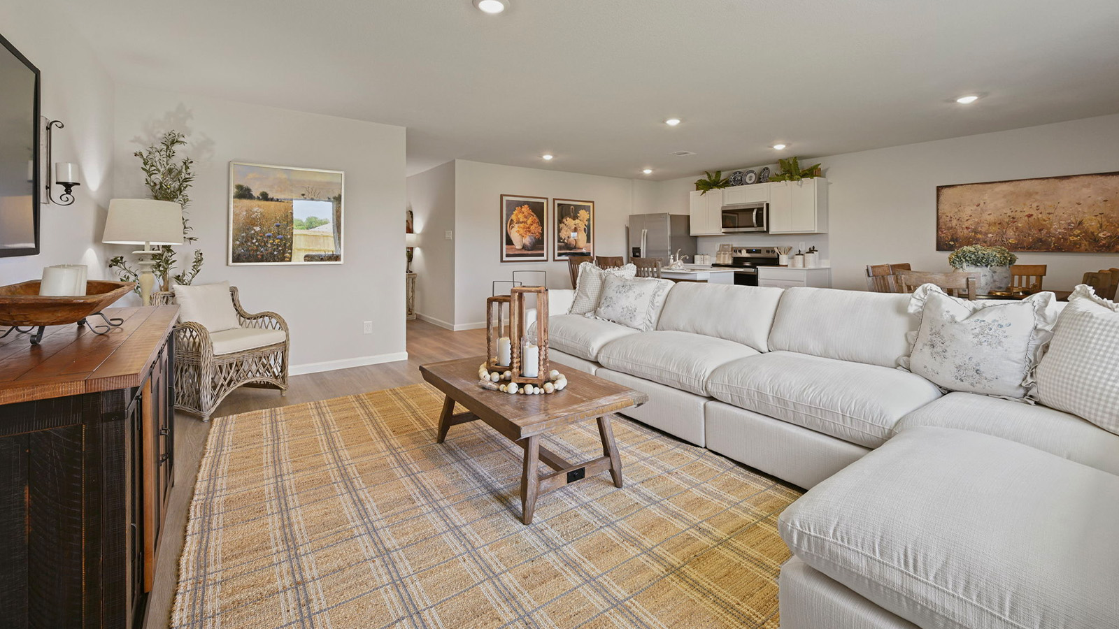 Whitetail Run Model Home Living Area and Kitchen