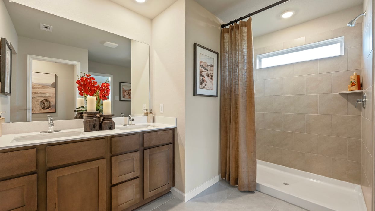 Grand Lake Model Home primary bathroom with shower