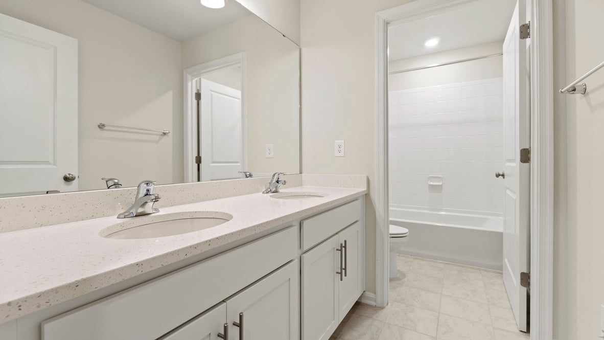 Dual vanity in a secondary bathroom