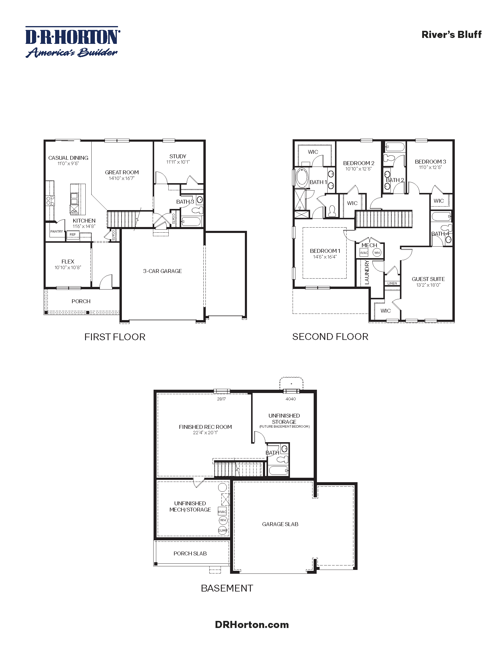 Hadley first, second, and basement floors