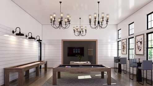 clubhouse will feature a game rom with pool table