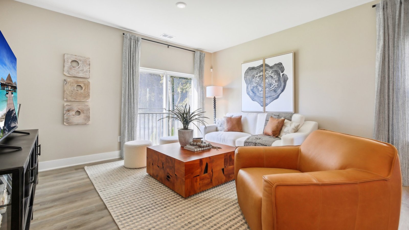 Open-concept family room in a new construction home in Winchester, VA with abundant natural light, spacious layout, and modern finishes.