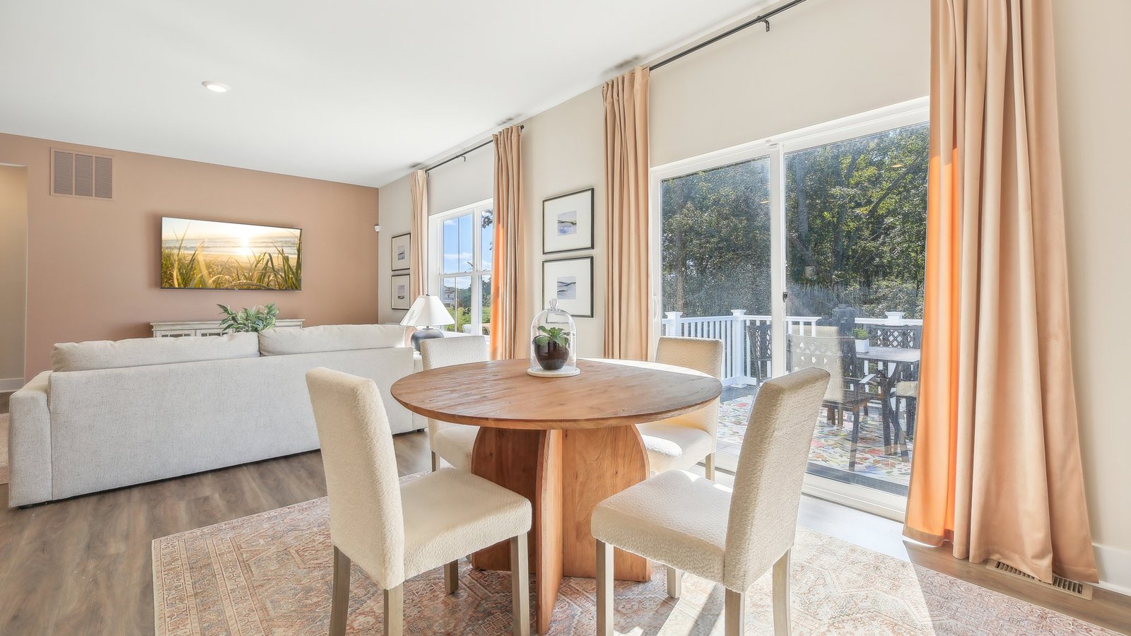 open concept living and dining area