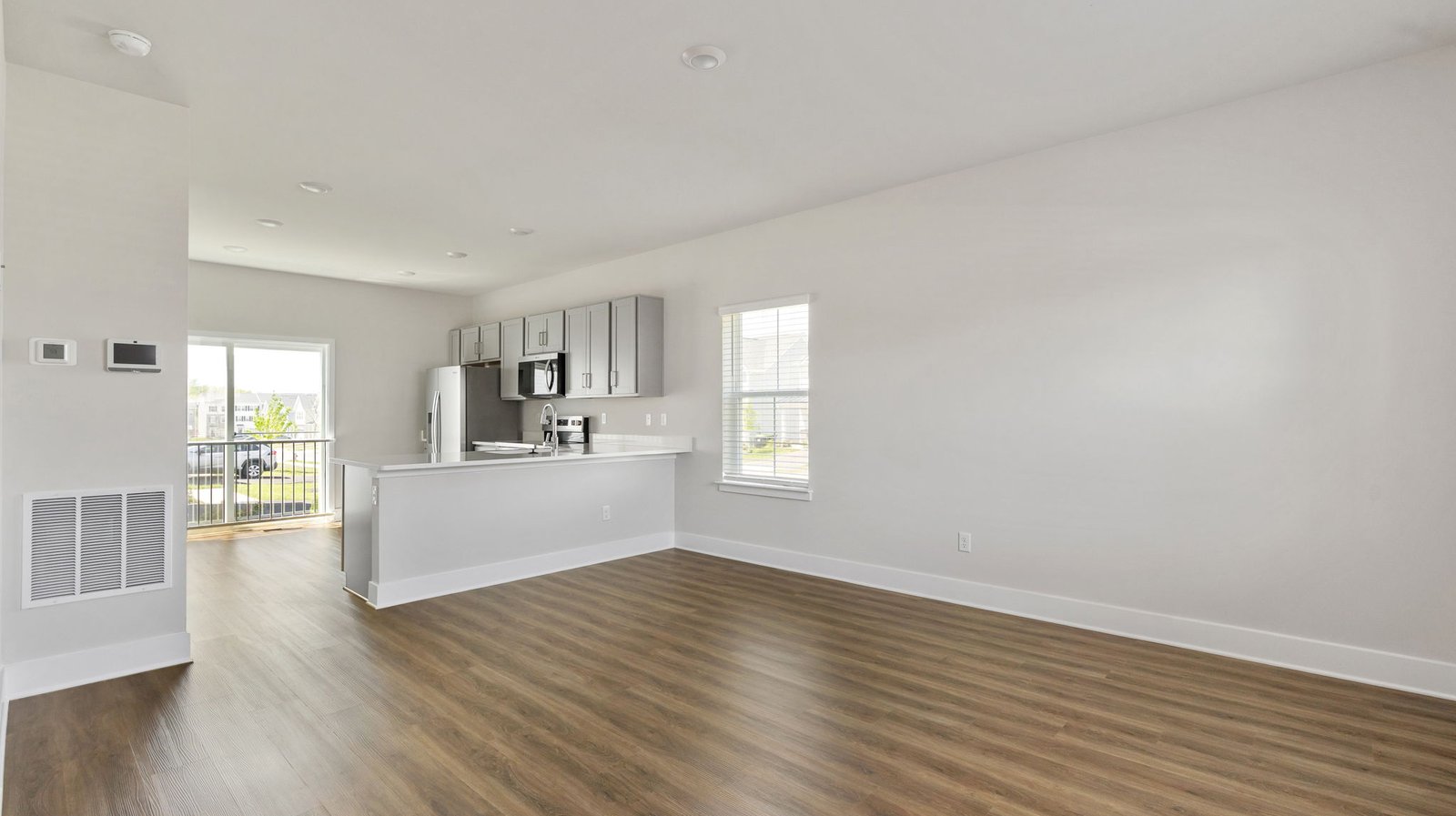 open concept living and dining area