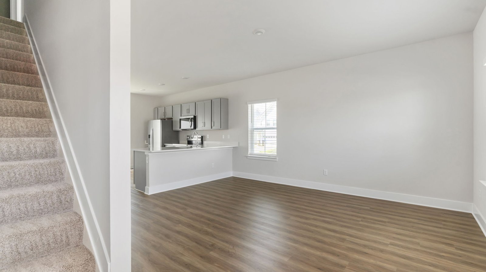 open concept living and dining area