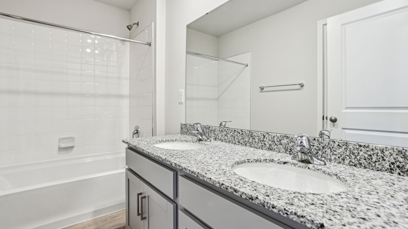 Upstairs bath comes with a shower