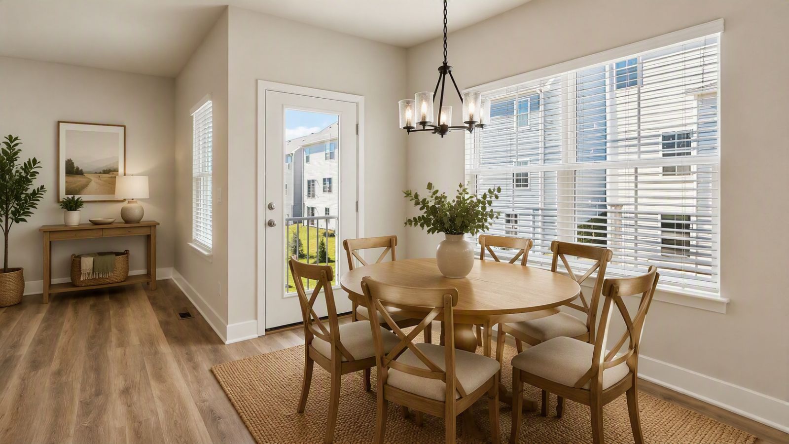Open kitchen and dining area in a Winchester VA single-family home featuring contemporary cabinetry, spacious island, and seamless entertaining space.