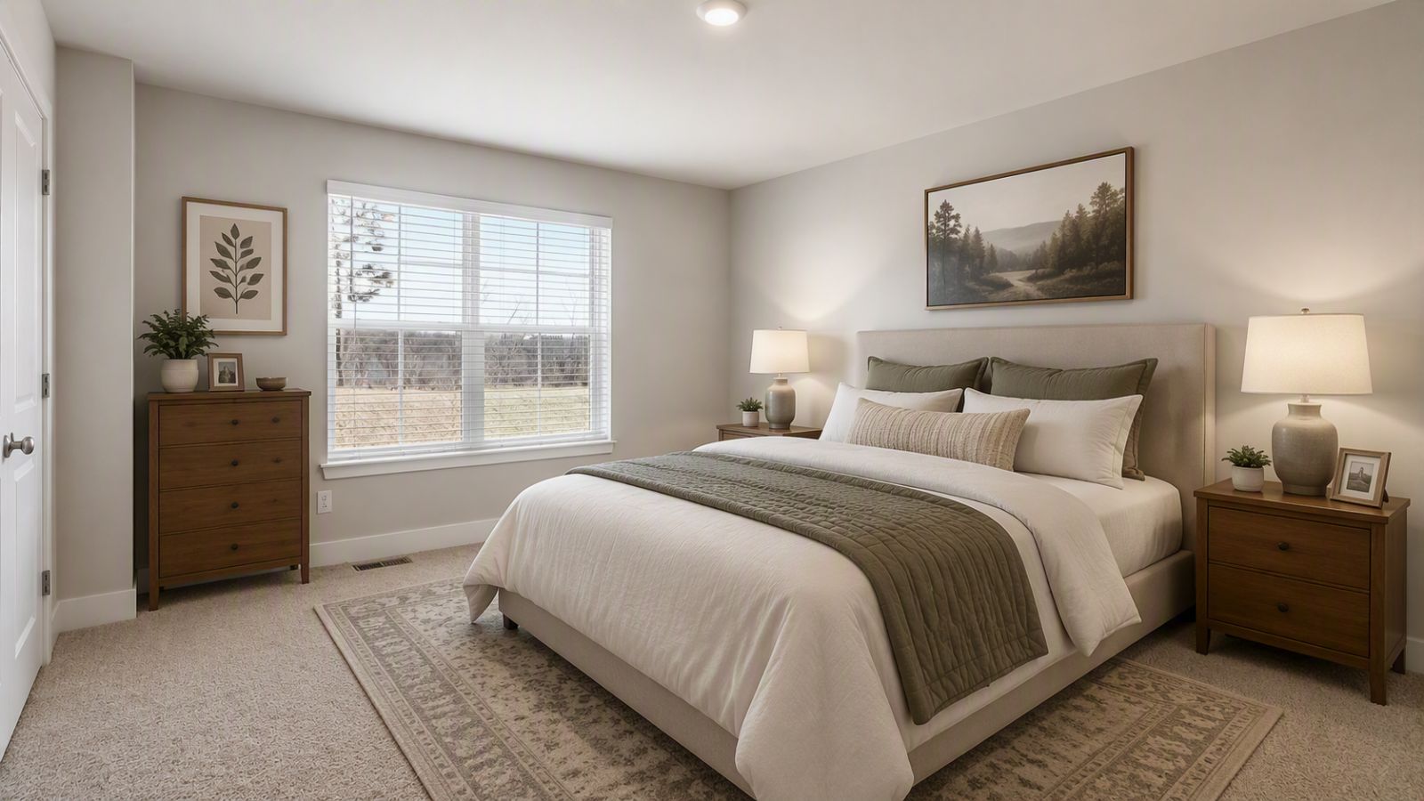 Secondary bedroom in a Winchester VA single-family home offering flexible living space, large window, and modern neutral finishes.