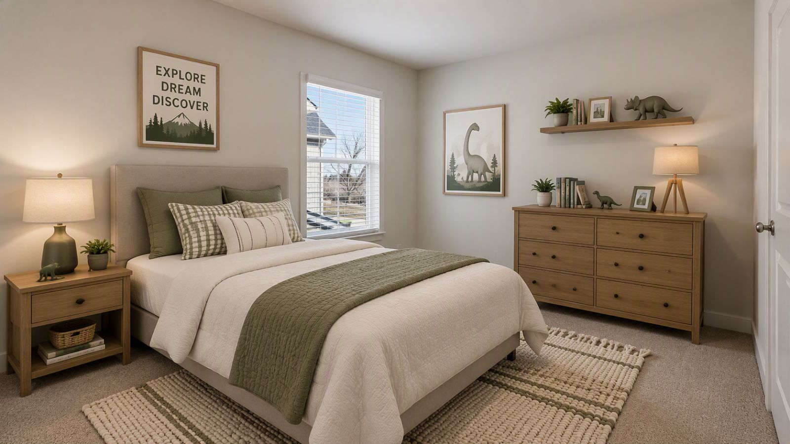 Secondary bedroom in a Winchester VA single-family home offering flexible living space, large window, and modern neutral finishes.