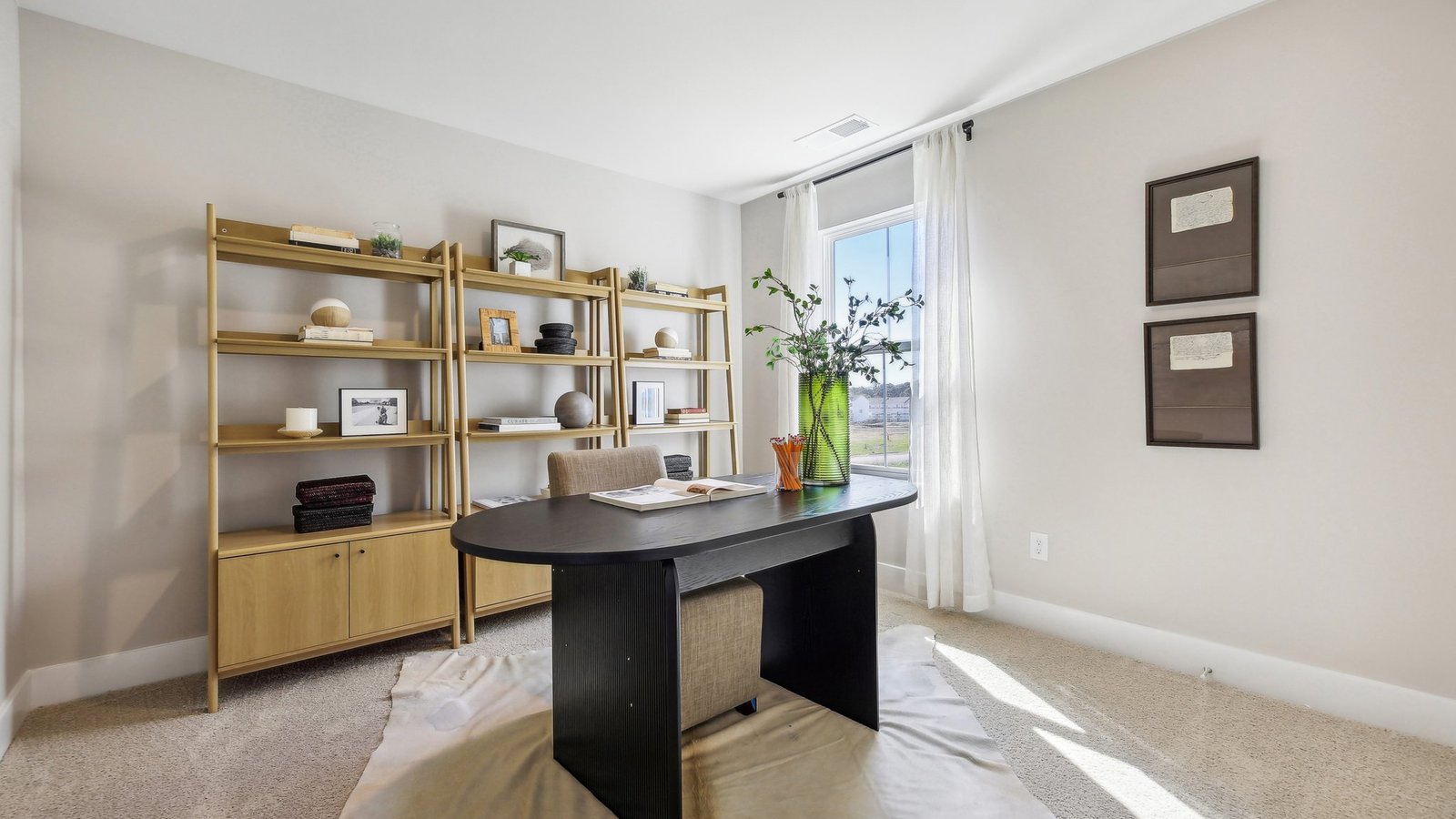 Secondary bedroom turned into an office space