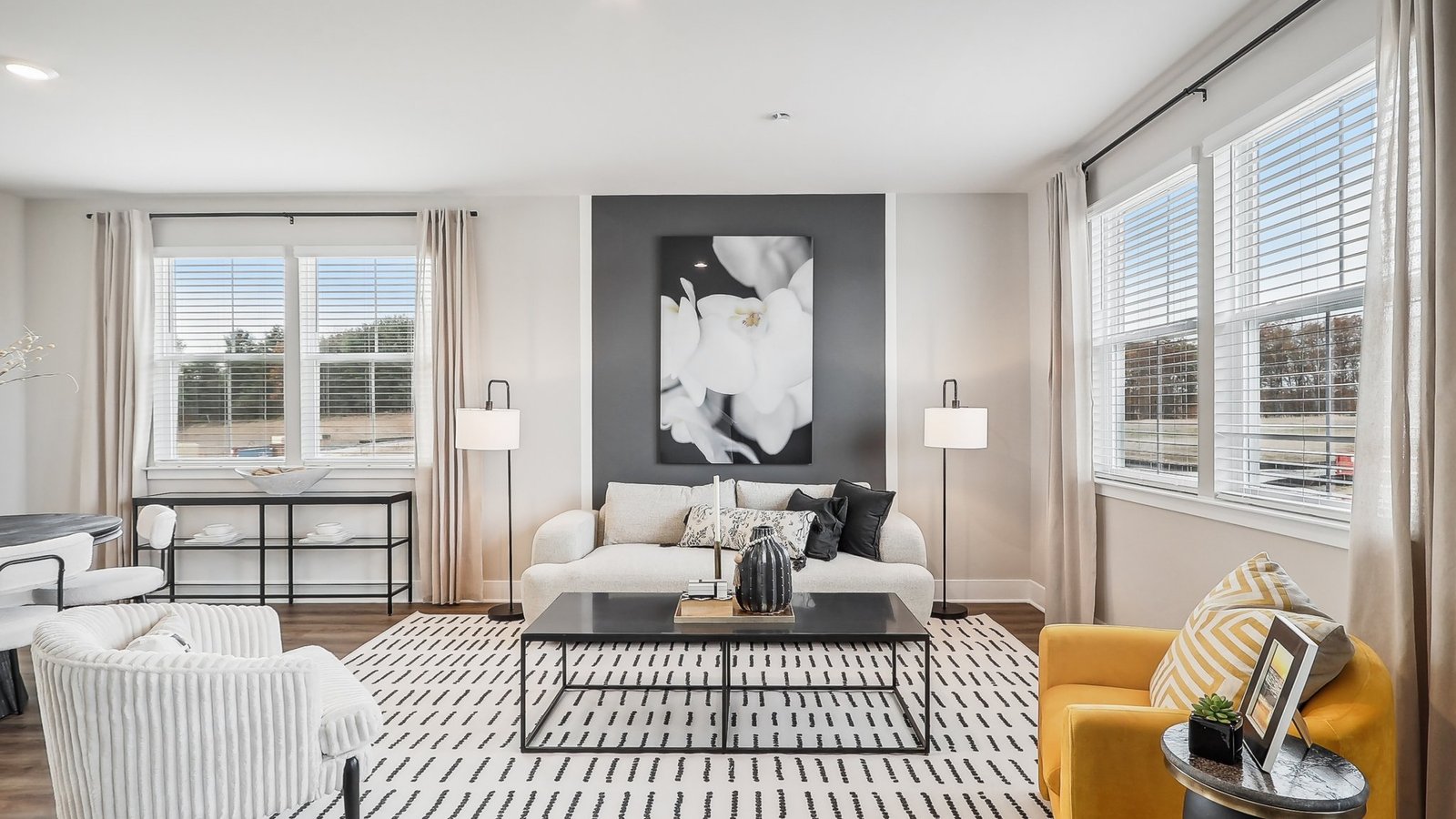 open concept living room and dining area