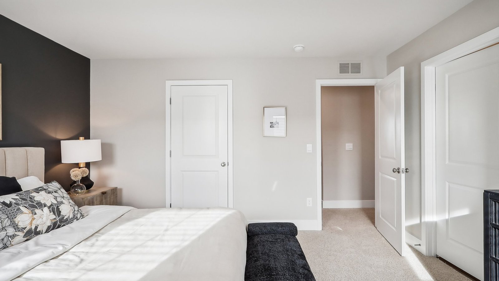 primary bedroom with king bed