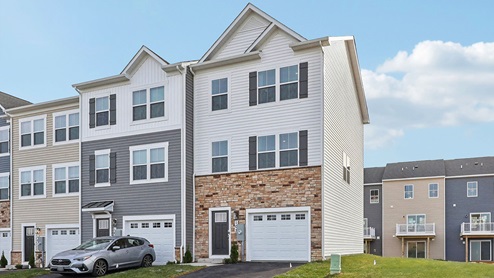 3 story exterior, front-load garage