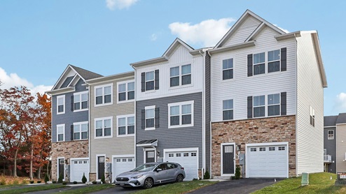 3 story exterior, front-load garage