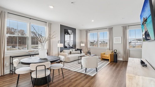 Abundant windows create an open well-lit space
