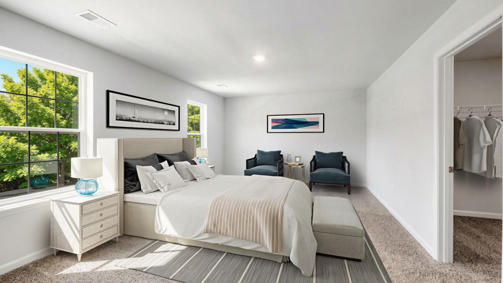 primary bedroom with walk in closet