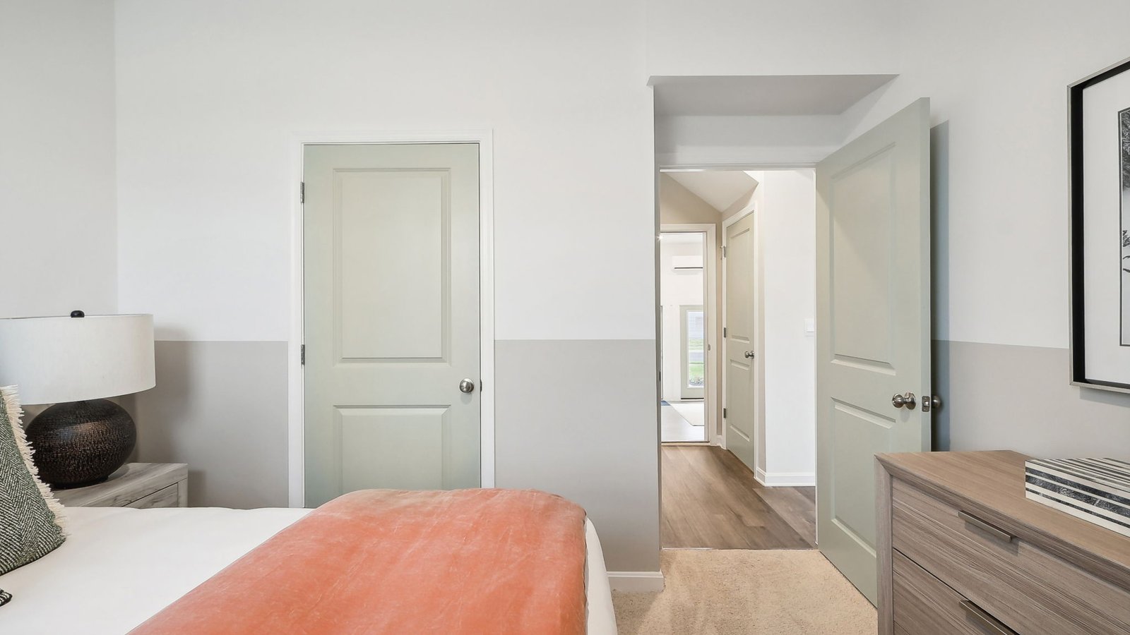 modern open concept bedroom