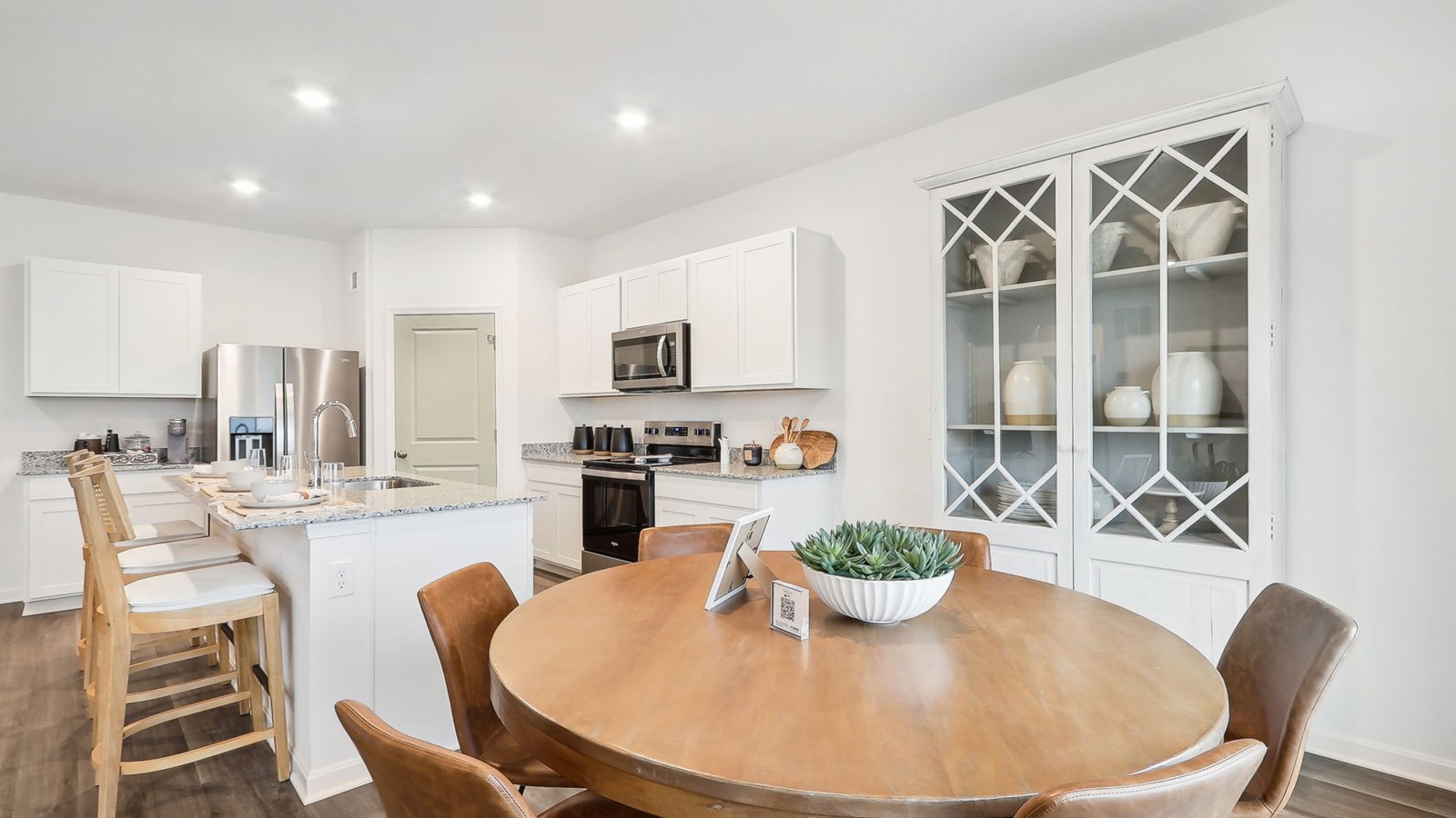 open concept living and dining areas