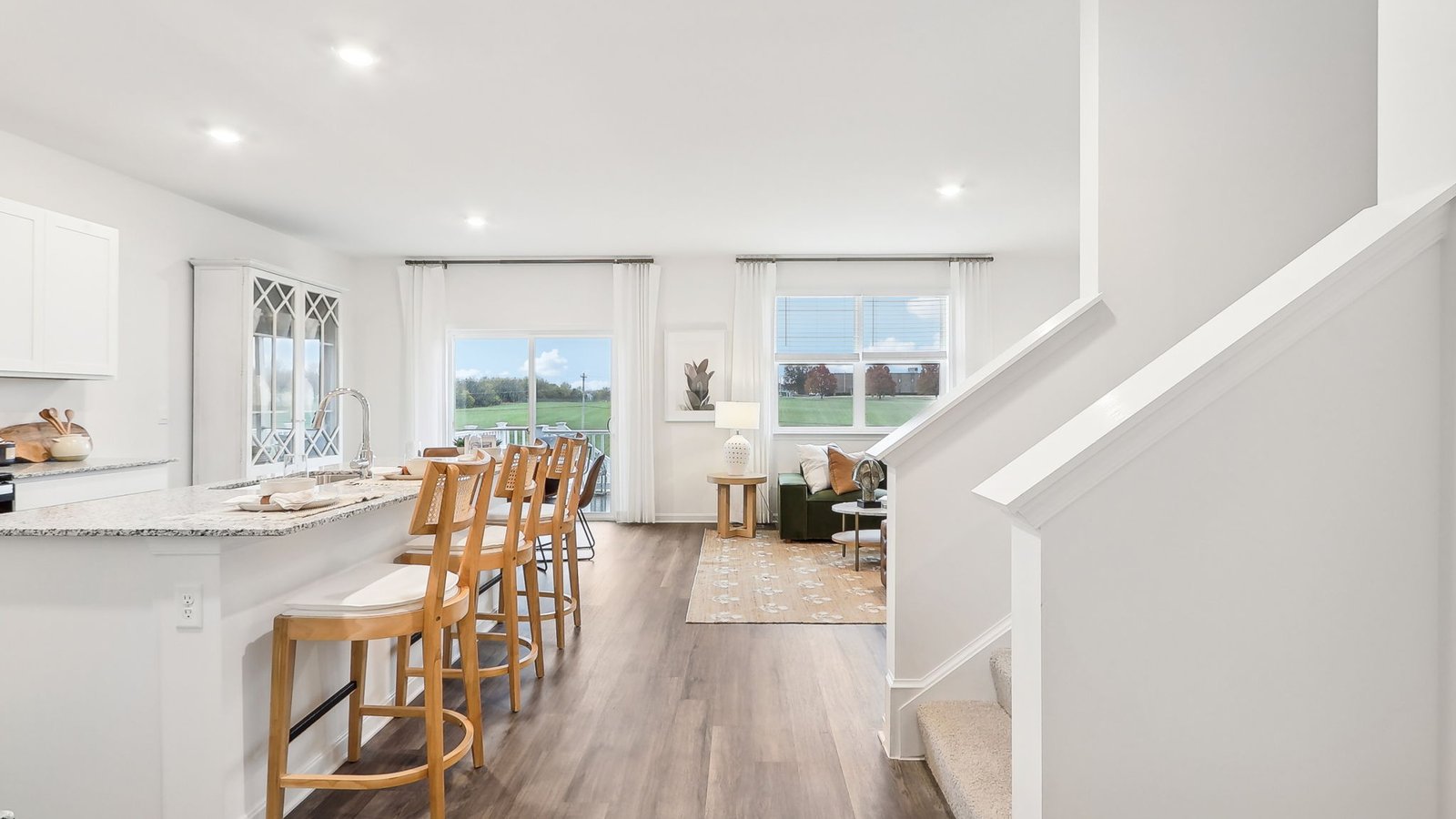 open concept kitchen and living areas