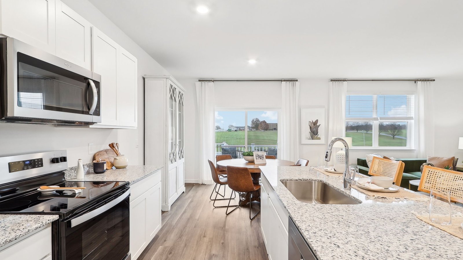 open concept kitchen and living area